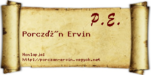 Porczán Ervin névjegykártya